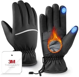 Winter Gloves Men Women Made with 3M Insulation & Plush Lining, -10°F Windproof & Water-Resistant Snow Gloves for Cold Weather, Ski Glove with Reflective Strips & Touchscreen Fingers for Running