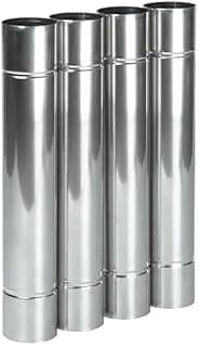 2.76 in Stainless Steel Stove Pipe - 4 Pcs Straight Chimney Pipe for Hot Tent & Camping Stove - Smoke & Exhaust Vent (13.8 in / 35cm)