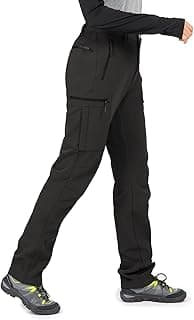 Women's-Fleece-Lined-Hiking-Pants Snow-Ski-Pants Water-Resistance-Outdoor-Softshell-Insulated for Winter