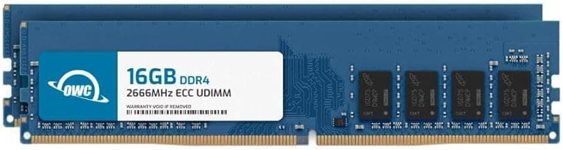OWC 32GB (2x16GB) DDR4 2666MHz PC4-21300 CL19 2RX8 ECC Unbuffered UDIMM 1.2V 288-pin Workstation Server Memory RAM
