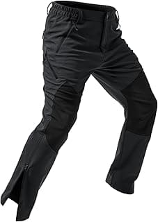 Mens-Snow-Ski-Pants-Fleece-Lined-Pants Waterproof Winter Softshell Insulated Zipper Bottom Leg for Hiking Outdoor