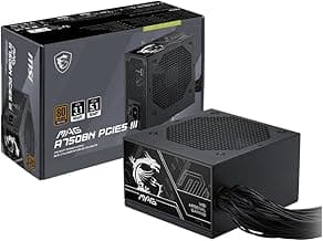 MSI MAG A750BN PCIE5 III, Non Modular Gaming 750W Power Supply, 80+ Bronze, Dual 12V-2x6 Cables, Server-Grade Capacitor, ATX 3.1 & PCIe 5.1 Ready, Low-Noise, Semi Digital, 5 Year Warranty