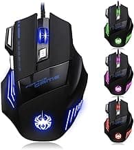 AFUNTA Zelotes Ergonomic 7200 DPI LED Optical Wired Gaming Mouse Mice 7 Buttons Compatible Mac Pro Gamer PC Laptop Desktop Notebook-Black Black(T80)