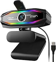 1080P Webcam with Microphone, Full HD Web Camera for Desktop Computer, HD Light Correction Streaming Webcam, USB Computer Camera with Privacy Cover & Sync Indicator Light,Plug and Play PC Web cam