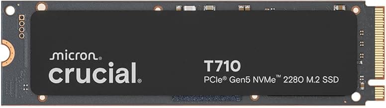 Crucial T710 PCIe Gen5 NVMe 1TB SSD, Up to 14,900 MB/s, Laptop & Desktop Compatible (PC), for Creatives and Hardcore Gamers, Solid State Drive, Includes 1Mo Adobe CC – CT1000T710SSD8-01