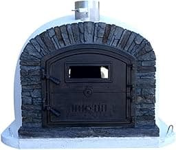 Authentic Pizza Ovens Ventura Preto Premium Wood-Fired Pizza Oven, Handmade in Portugal, Triple-Insulated Brick Oven, Rotisserie-Capable, Dutch Door, Stainless Steel Chimney, Thermometer Included