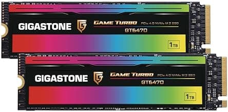 Gigastone Game Turbo PCIe Gen4x4 SSD 1TB (2-Pack) Up to 7,300MB/s with SLC Caching Gaming/PC/Desktop/Laptop 5-Year Warranty M.2 NVMe PCIe 4.0 2280 Internal Solid State Drive
