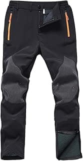 Mens Snow Ski Waterproof Softshell Snowboard Pants Outdoor Hiking Fleece Lined Zipper Bottom Leg