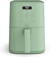 bella 4Qt Slim Air Fryer, Fits-anywhere™ Kitchenware, EverGood™ Ceramic Nonstick Coating, Adjustable Temperature, 6 Preset Cooking Options, 60 Min Auto Shutoff w Audible Tone, 3.3lb Capacity, Seaglass