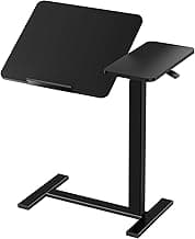 DUMOS Small Standing Desk Rolling Table Adjustable Height, Laptop Mobile Stand with Wheels, Portable Computer Workstation with Tiltable Desktop for Teacher Classroom Home Office, Black