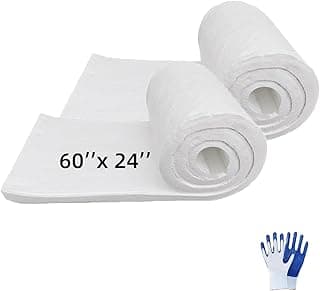 60'' x 24'' x 1'' Ceramic Fiber Insulation Blanket 2 Pack Fireproof Insulation Blanket 2400°F High Temperature for Stoves Kilns Forges Fire Bricks Boilers Pizza Ovens