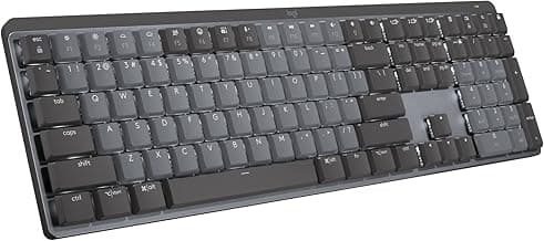Logitech MX Mechanical Wireless Illuminated Performance Keyboard, Tactile Quiet Switches, Backlit Keys, Bluetooth, USB-C, macOS, Windows, Linux, iOS, Android, Metal, ‎Graphite