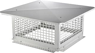 VEVOR 17x17 inch Chimney Cap - 304 Stainless Steel Fireplace Cover, Stable & Easy to Install with Practical Accessories, for Outside Clay Flue & Mesh Flue Covers, Silver