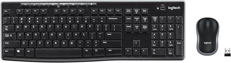Logitech MK270 Wireless Keyboard and Mouse Combo for Windows, 2.4 GHz Wireless, Compact Mouse, 8 Multimedia and Shortcut Keys, 2-Year Battery Life, for PC, Laptop - Black