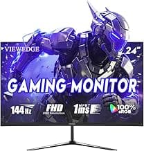 Viewedge 24 Inch Gaming Monitor 1080p 144hz, VA 1ms FHD Computer Monitor with 100% sRGB, Bluelight Filter, HDMI & VGA Port, Support Wall Mount