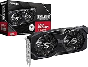 ASRock Radeon RX 7600 Challenger 8GB OC Graphics Card, AMD RDNA 3 Architecture, 8GB GDDR6, PCIe 4.0, Dual Fans, 0dB Silent Cooling, HDMI 2.1, DisplayPort 1.4