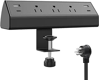 Jgstkcity Desk Clamp Power Strip,40W Total Fast Charging Station,2 PD 20W USB C Ports,Desk Edge Mount Surge Protector for Home, Office,3 Outlets,Fit 1.96" Tabletop Edge,ETL Listed