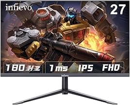 INFIEVO Gaming Monitor 27 Inch FHD 1080P Computer Monitor 180Hz IPS 1ms, FreeSync, Ultra-Thin PC Monitor, VESA Compatible, Tilt Adjustable, Eye Care Technology, HDMI/DP