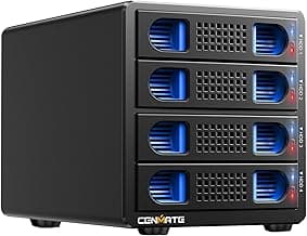 Aluminum 4 Bay Hard Drive Enclosure with Cooling Fan for 2.5“/3.5" SATA HDD/SSD with USB A/C 3.0, Support Hot Swappable, Tool-Free HDD Enclosure, DAS(NO RAID/NAS)