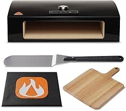 BakerStone Outdoor Pizza Oven, Propane Gas Pizza Oven for Grill 5-Sided Stone Baking Chamber, Portable Pizza Oven Box Kit with Wood Pizza Peel, Turning Peel, Dust Cover, Original Series