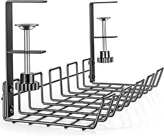Under Desk Cable Management Tray - L 14.9'' W 5.9'' Organizer for Cord Wire Desk Table Rack No Drill Installation for Home Office Workstation PC Computer Desktop Laptop