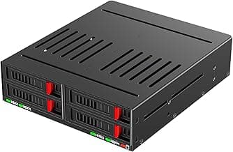 4 Bay SATA HDD & SSD Hot Swap Cage, 4 Bay Hard Drive Dock for 5.25” Enclosure