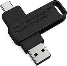 3-in1 Bootable USB Type C + A Installer for Windows 11 Pro, Windows 10 and Windows 7 Recover, Restore, Repair Boot Disc. Fix Desktop & Laptop/Blue Screen