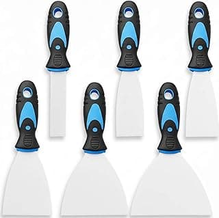 6 Pack Putty Knife Set – Stainless Steel Spackle & Paint Scrapers (1", 1.5", 2", 3", 4", 5") | Flexible Metal Scraper Tools for Drywall Repair, Wallpaper Removal, Plaster & Adhesive
