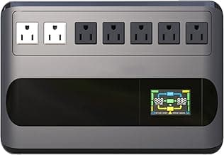 UPS 1000VA 500W Uninterruptible Power Supply Offline Back UPS Intelligent LCD Battery Backup and Surge Protector Battery Backup for Computer GF1000