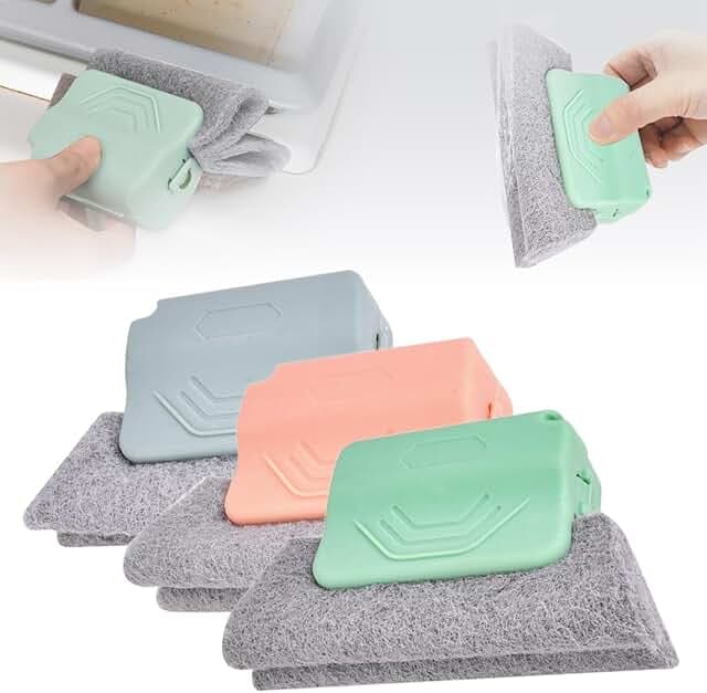 Window Cleaner Tool,Window Groove Cleaning Brush,Window Sill Cleaning Kit,Window Track Cleaner,Hand-Held Magic Window Track Cleaning Tools for Sliding Door,Tile Lines,Car Vents,Keyboard (Colorful)