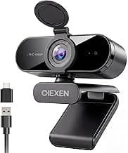 1080P Webcam with Microphone Noise Reduction, Auto Exposure, 90°FOV Wide Angle, Privacy Cover, USB-A to C Adapter, Plug & Play Streaming Camera for PC/Mac/Switch 2, Zoom/Teams/Skype/Meetings