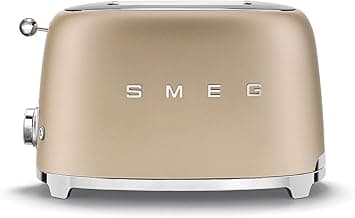 SMEG 2 Slice Toaster with 6 Presets and Defrost Function and Removable Crumb Tray TSF01CHMUS, Matte Champagne