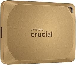 Crucial X10 Pro 2TB Portable SSD, Up to 2,100MB/s Read, 2000MB/s Write, USB 3.2 USB-C, External Solid State Drive, Durable Storage for Professional Creators, Gold - CT2000X10PROSSD9D02