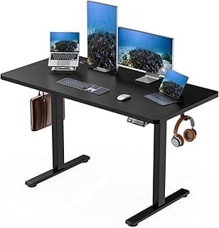 Standing Desk Electric Height Adjustable Desk 48 x 23.6 Inches Sit Stand up Desk, Computer Home Office Desk Memory Preset with Two-Piece Desktop (Black, 48 * 24 Inch)