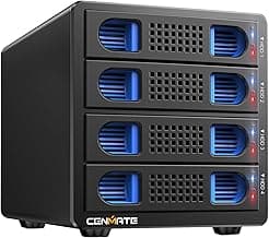 CENMATE Aluminum 4 Bay 10Gbps HDD Enclosure with Cooling Fan for 2.5“/3.5" SATA HDD/SSD with USB A/C 3.2 Gen 2, Support Hot Swappable, Tool-Free Hard Drive Enclosure