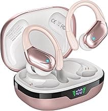 Wireless Earbuds, Sports Bluetooth Headphones, 80Hrs Playtime Ear Buds with LED Power Display, Noise Canceling Headset, IPX7 Waterproof Earphones for Workout/Running（Rose Gold）