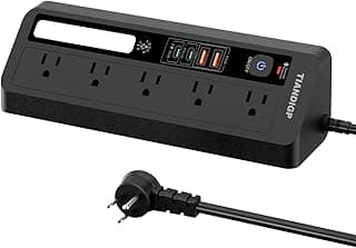 Power Strip Surge Protector,5 Outlets with PD65W Charging (2 USB-A 2 USB-C) with Night Light 6ft Extension ETL Listed Cord, for Home, Office, Dorm Essential UL Test (PD35W-black)