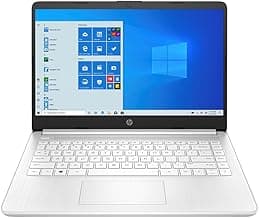 HP 14 Laptop, Intel Celeron N4020, 4 GB RAM, 64 GB Storage, 14-inch HD Touchscreen, Windows 11 Home, Thin & Portable, 4K Graphics, One Year of Microsoft 365 (14-dq0080nr, Snowflake White)