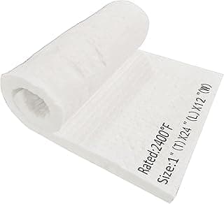 Deouss Ceramic Fiber Insulation Blanket - 8# 2400F - 1" x 24" x 12" - High Temperature Insulation Baffles for Wood Stove Forge Furnace Chimney Boiler Pizza Oven Kiln Fireplace - Dishwasher Blanket