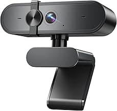 1080P Webcam Computer Camera with Microphone & Wide View - Auto Light Correction Webcam for PC, Mac, Laptop, Desktop - Built-in Privacy Cover Plug & Play USB for Zoom/Skype/Streaming
