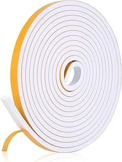 16Feet Weather Stripping Seal (1/2 Inch X 1/4 Inch) for Door Window, High Density Foam Tape, Soundproofing, Insulation Strip, Door Sealers for Door Frame- White