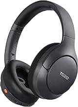 TOZO HT3 Hybrid Noise Cancelling Headphones, 90H Battery Life Wireless Over Ear Bluetooth 6.0 Foldable Headset, AI Voice Assistant with 5 Mics, Connect 2 Devices and Hi-Res Sound, 32 EQ Audio Presets