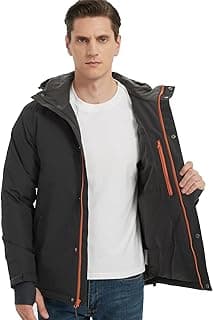 Men's Winter Ski Jacket,Waterpoof Insulated Snow Coat,Windproof Hooded Warm Raincoat Windbreaker