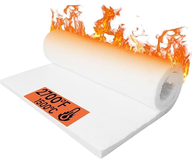 Ceramic Fiber Insulation, 31"x24"x1" Thick, 2600F Fireproof Insulation Blanket for Wood Stove Baffle, Fireplace, Pellet Stove, Chimney, Furnace, Boiler, Pizza Ovens and Forge