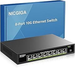 8 Port 10G Ethernet Switch Unmanaged,with 8X 10Gb Base-T Ports, NICGIGA 10Gbps Network Switch Easy for 10G NAS,PC,WiFi7 Router,10G Adapter/NIC. Desktop or 19-inch Rack Mount, Plug and Play.