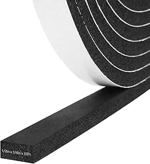 Storystore Weather Stripping Door Seal Strip, 1/2In x 1/4In x 33FT Self Adhesive Foam Tape for Door Window Insulation Soundproofing Weatherstrip, High Density Foam Seal for Doors Windows Furniture