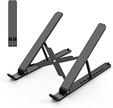 Laptop Stand for Desk, Adjustable Laptop Riser ABS+Silicone Foldable Portable Notebook Holder, Ventilated Cooling Notebook Mount Computer Stand for 10-15.6” Laptops,Tablets-Black