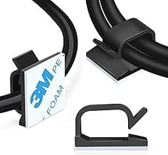 XHF 120 PCS Adhesive Cable Wire Clips Black, Outdoor Christmas Light Clips, Cable Management Wire Organizer Cord Holder for Under Desk, Car, Wall, TV PC Ethernet Cable