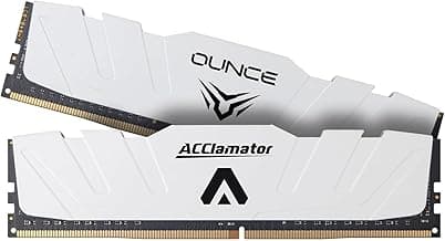 Acclamator DDR4 RAM 32GB (2x16GB) 3200MHz PC4-25600 XMP CL18 1.35V 288-pin Desktop PC Memory Module with Heatsink White Suitable for Gaming and Office Work