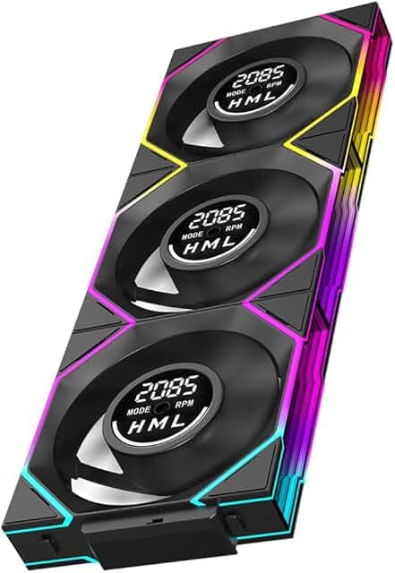 Jungle Leopard Interstellar V4 120mm Case Fan|Computer Cooling PC ARGB CPU Cooler Daisy Chain Fan|Three-Mode Digital Display|Infinity Mirror Design|600-2100 4Pin PWM Control(Black-3Pack)